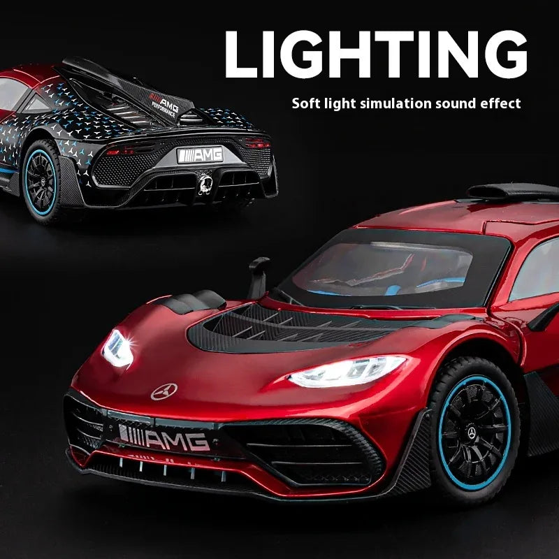 1 To 24 Diecast Metal Benz AMG One Racing Car Model Sound And Light - ToylandEU