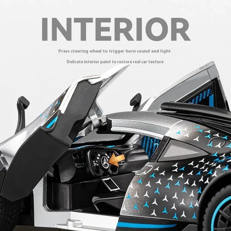 1 To 24 Diecast Metal Benz AMG One Racing Car Model Sound And Light - ToylandEU