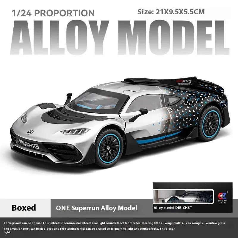 1 To 24 Diecast Metal Benz AMG One Racing Car Model Sound And Light - ToylandEU