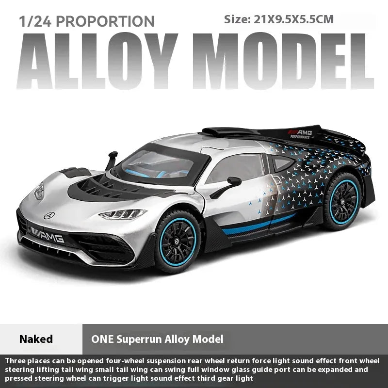 1 To 24 Diecast Metal Benz AMG One Racing Car Model Sound And Light - ToylandEU