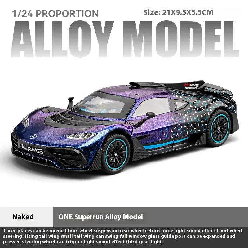 1 To 24 Diecast Metal Benz AMG One Racing Car Model Sound And Light - ToylandEU