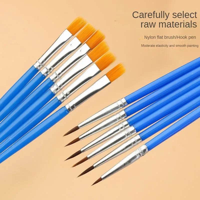 10/20/50Pcs Painting Brushes Set Art Round Flat Nylon Hair - ToylandEU