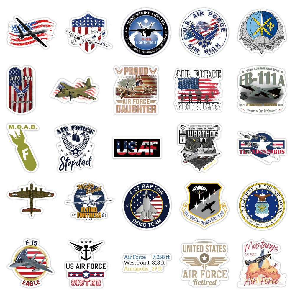 Air Force Waterproof PVC Sticker for Laptops, Suitcases, and More - ToylandEU