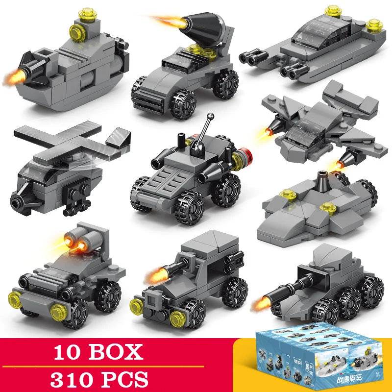 10 Boxes of Car Building Blocks Fire Truck Police Vehicle Toy - ToylandEU