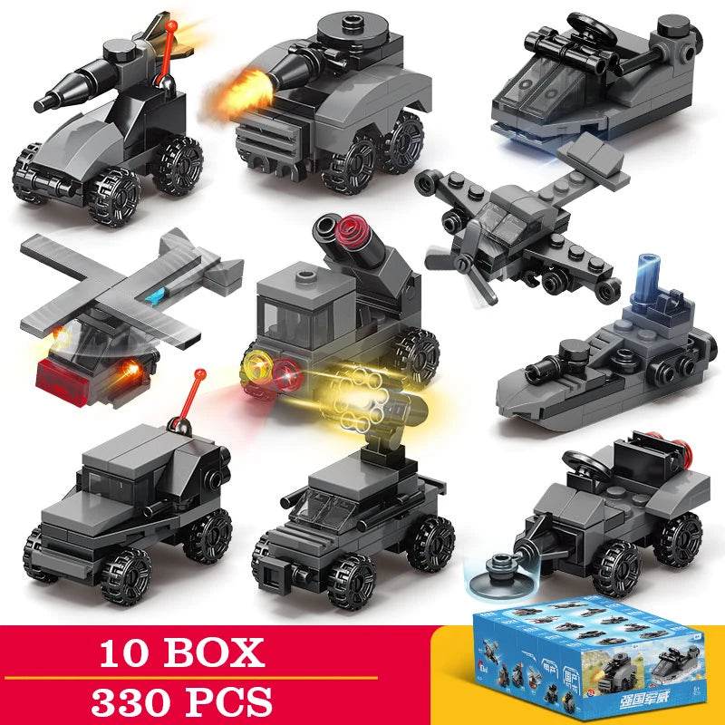 10 Boxes of Car Building Blocks Fire Truck Police Vehicle Toy - ToylandEU