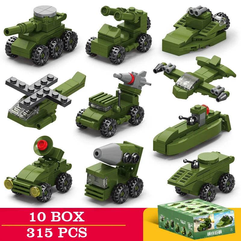 10 Boxes of Car Building Blocks Fire Truck Police Vehicle Toy - ToylandEU