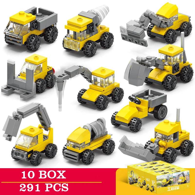 10 Boxes of Car Building Blocks Fire Truck Police Vehicle Toy - ToylandEU