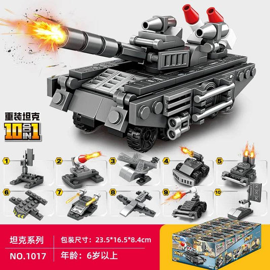 10 In 1 Tank Building Blocks Police Car Aircraft Gifts - ToylandEU