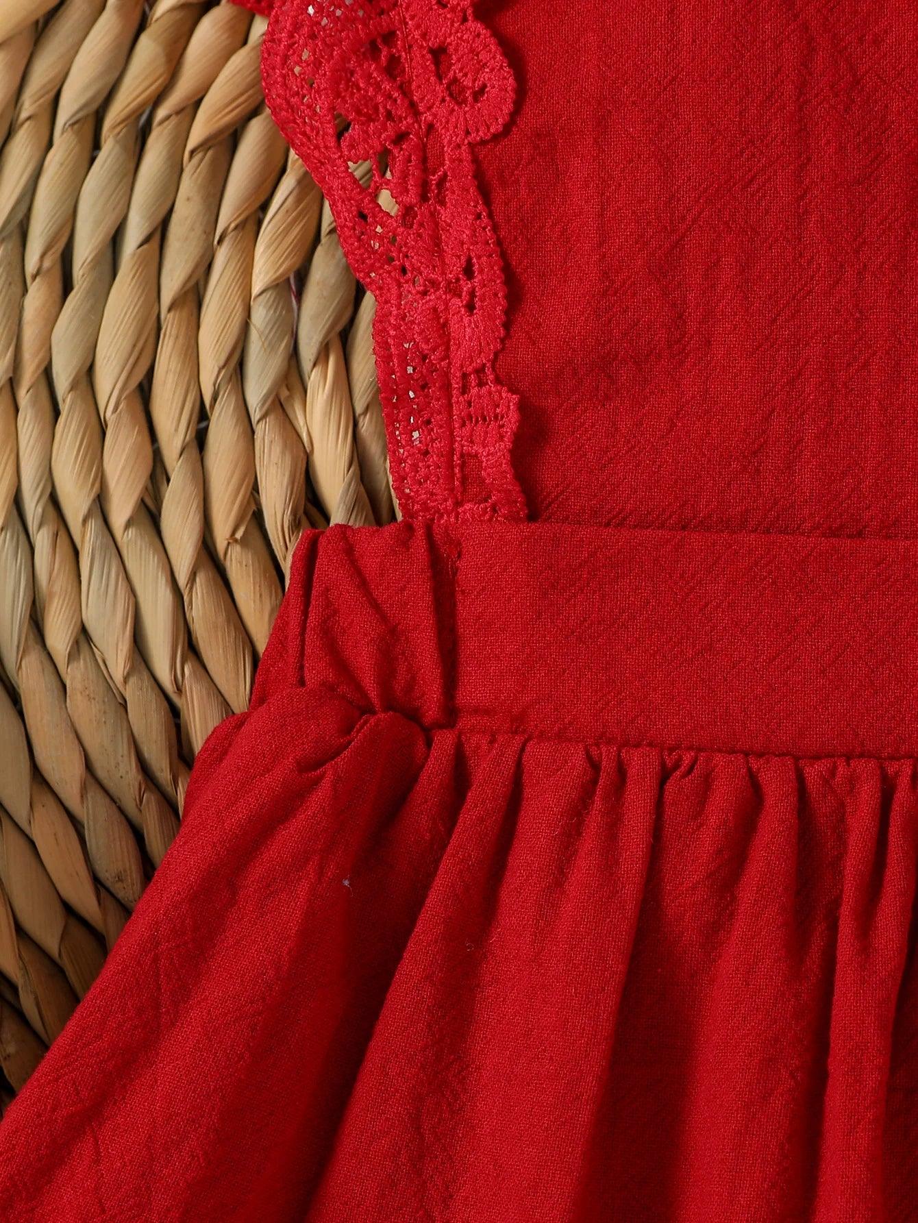 100 Percent Cotton Baby Girls Sleeveless Summer Dress Square Collar - ToylandEU