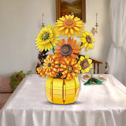 1009PCS Sunflower Building Blocks Flower Bouquet Vase Model - ToylandEU