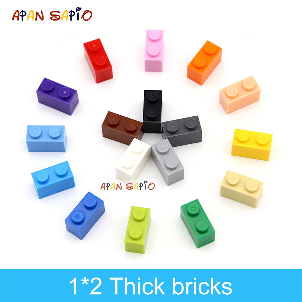 Educational DIY Building Blocks Set with 100 Thick Bricks 1x2 Dots