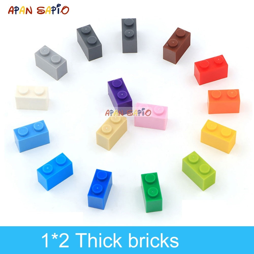 Educational DIY Building Blocks Set with 100 Thick Bricks 1x2 Dots - ToylandEU