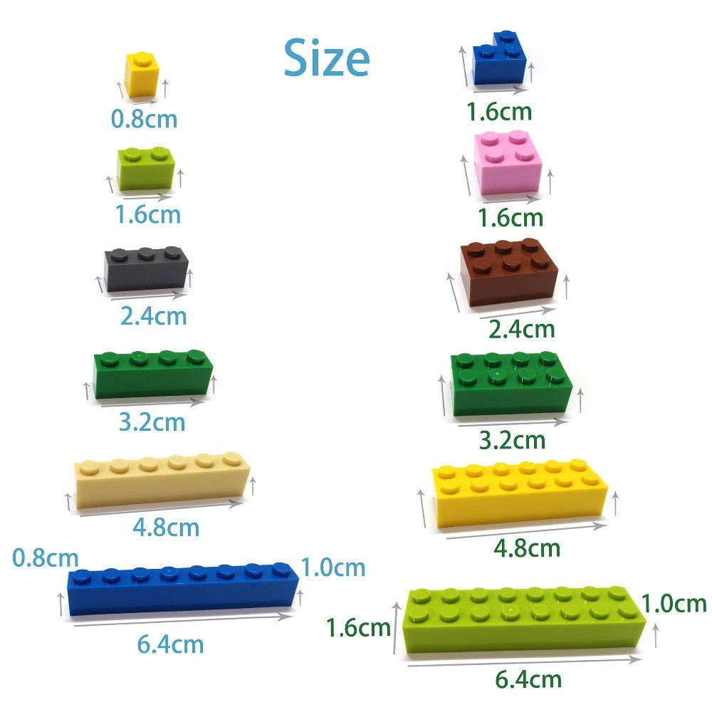 Educational DIY Building Blocks Set with 100 Thick Bricks 1x2 Dots - ToylandEU