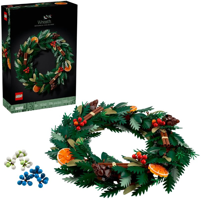 LEGO® Icons Wreath | 1194 Pieces | Adult Home Decor Building Set