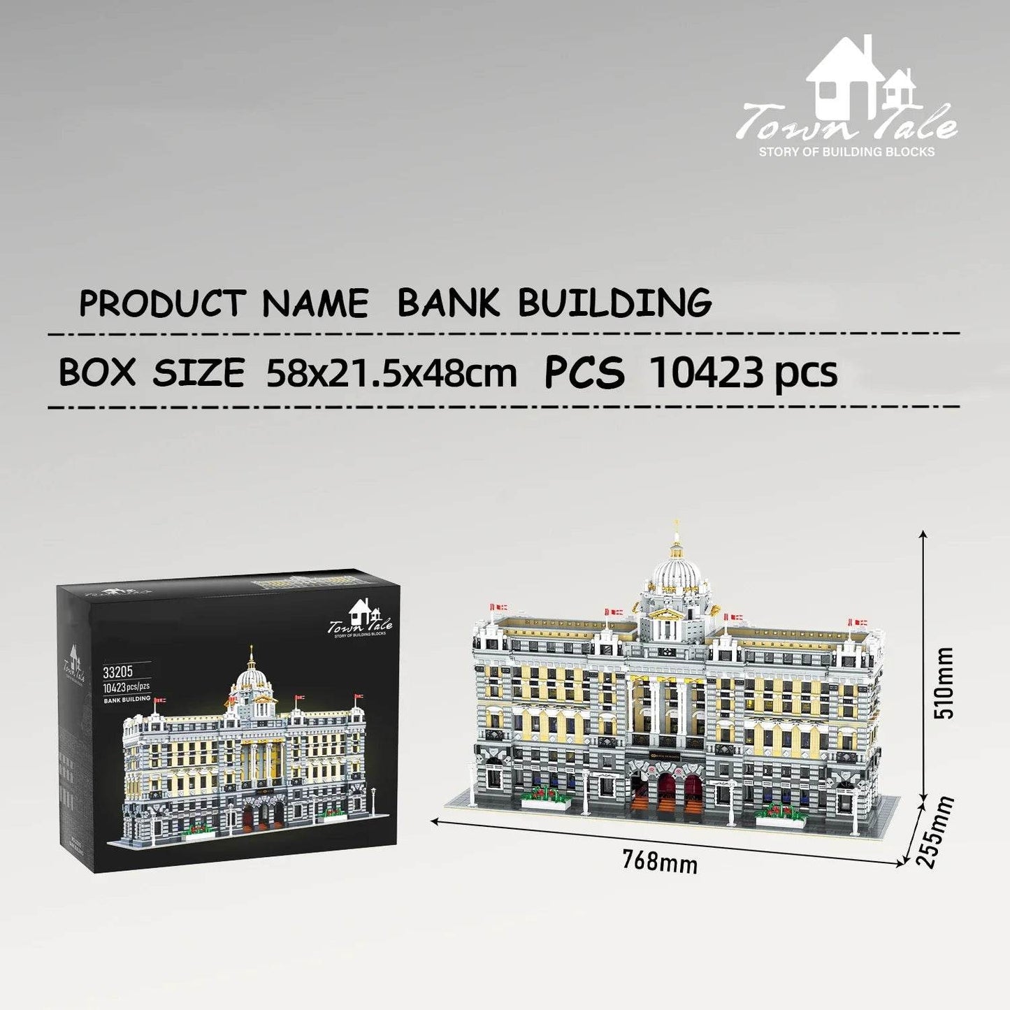 10423PCS Classical Bank Building Blocks MOC Model for Kids - ToylandEU