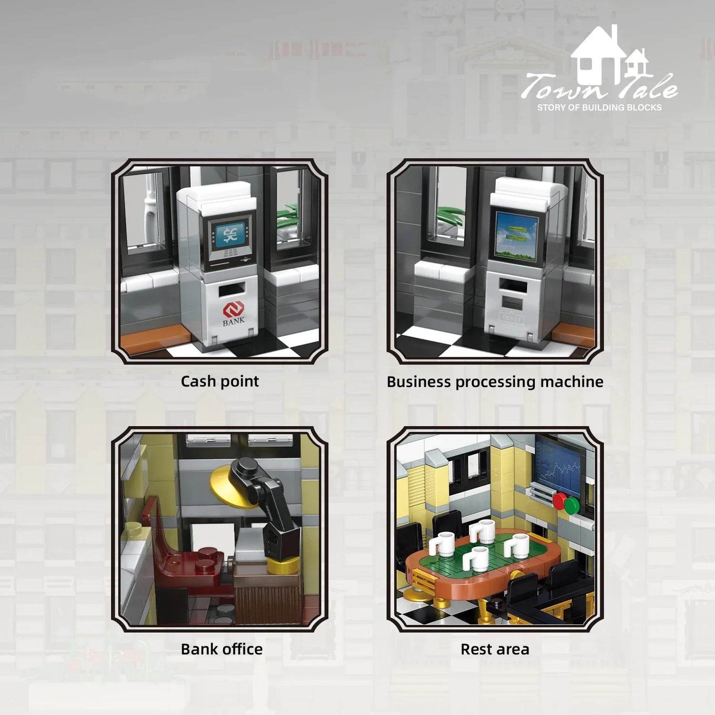 10423PCS Classical Bank Building Blocks MOC Model for Kids - ToylandEU