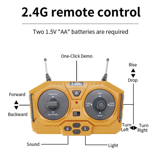 1/24 Scale 1046 Remote Control Bulldozer - 2.4GHz 9CH Engineering Truck with Lights & Music for Kids - ToylandEU