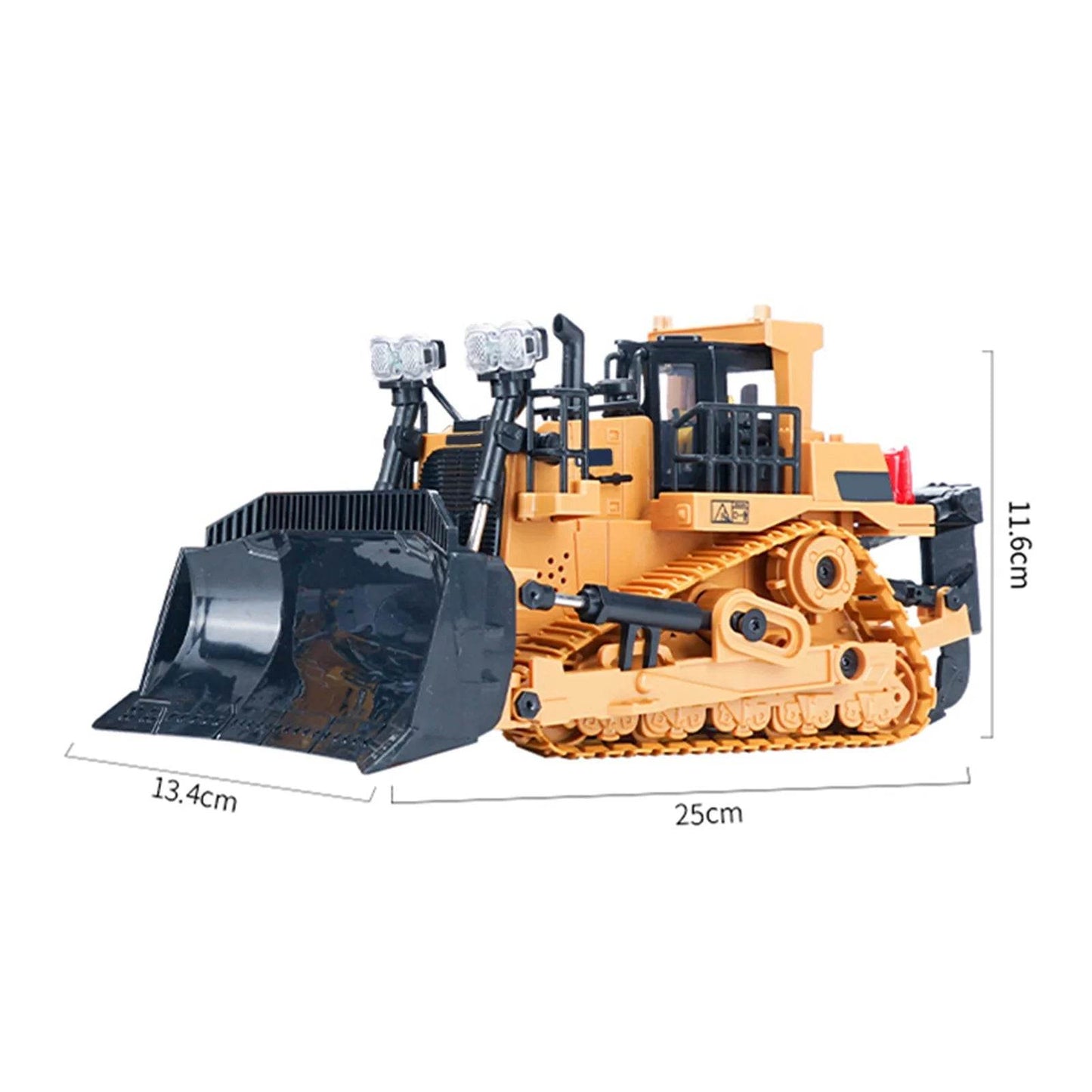 1/24 Scale 1046 Remote Control Bulldozer - 2.4GHz 9CH Engineering Truck with Lights & Music for Kids - ToylandEU