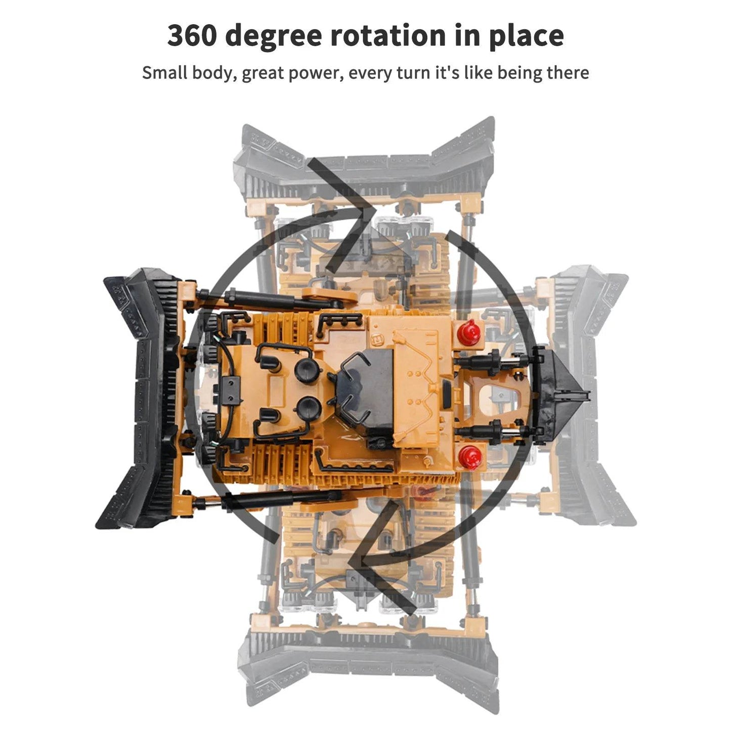 1/24 Scale 1046 Remote Control Bulldozer - 2.4GHz 9CH Engineering Truck with Lights & Music for Kids - ToylandEU