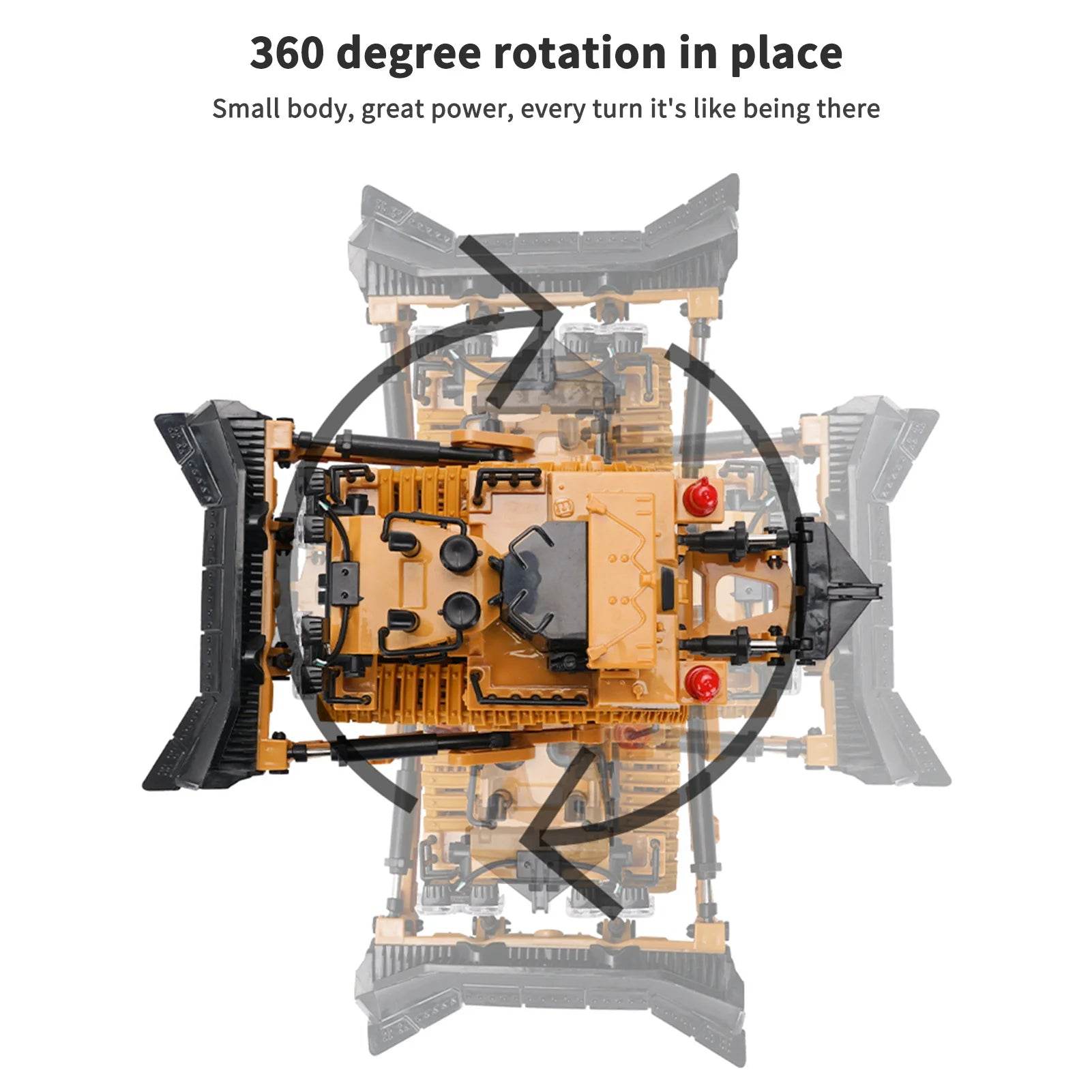 1/24 Scale 1046 Remote Control Bulldozer - 2.4GHz 9CH Engineering Truck with Lights & Music for Kids - ToylandEU