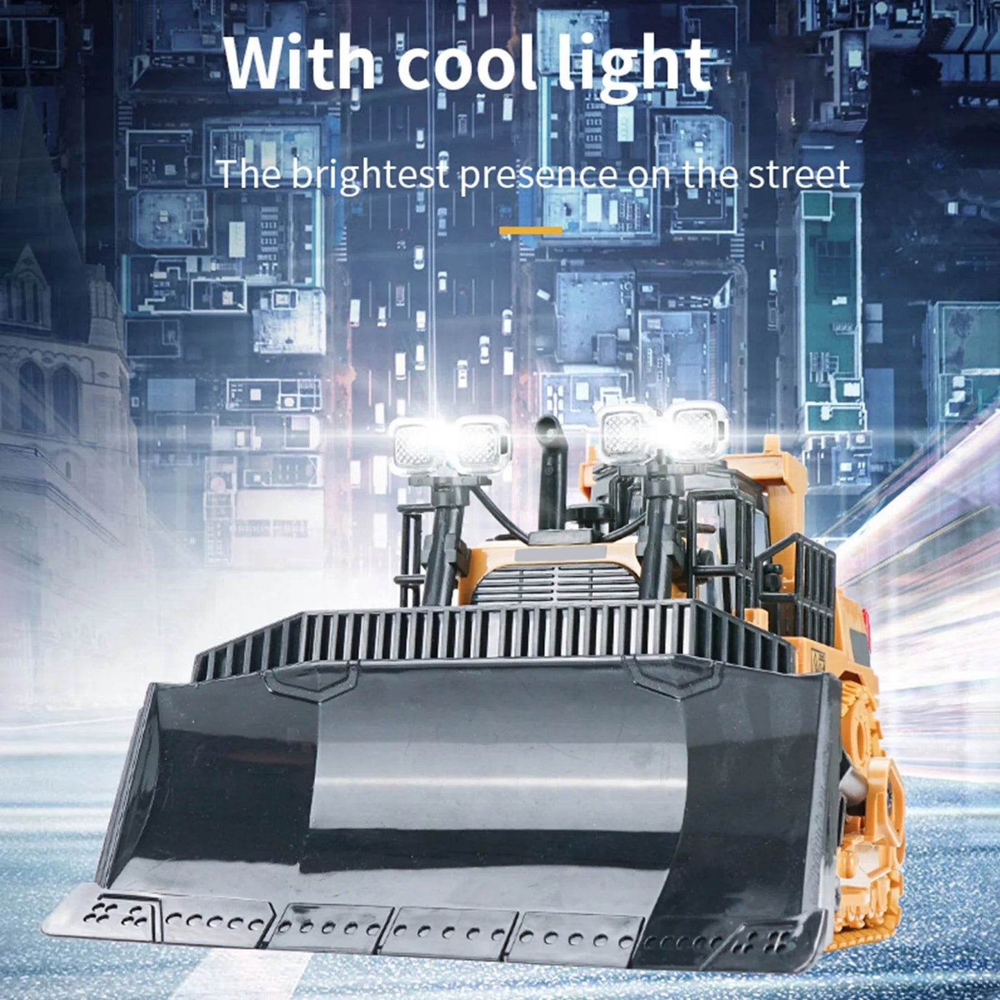 1/24 Scale 1046 Remote Control Bulldozer - 2.4GHz 9CH Engineering Truck with Lights & Music for Kids - ToylandEU