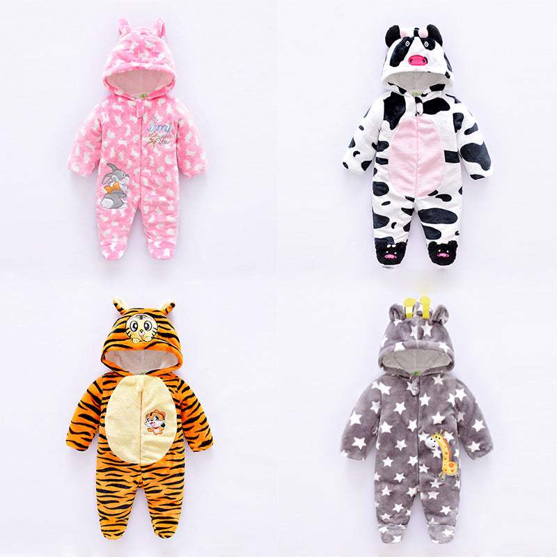 Baby Winter Velvet Hooded Jumpsuit | Baby & Children's Outerwear