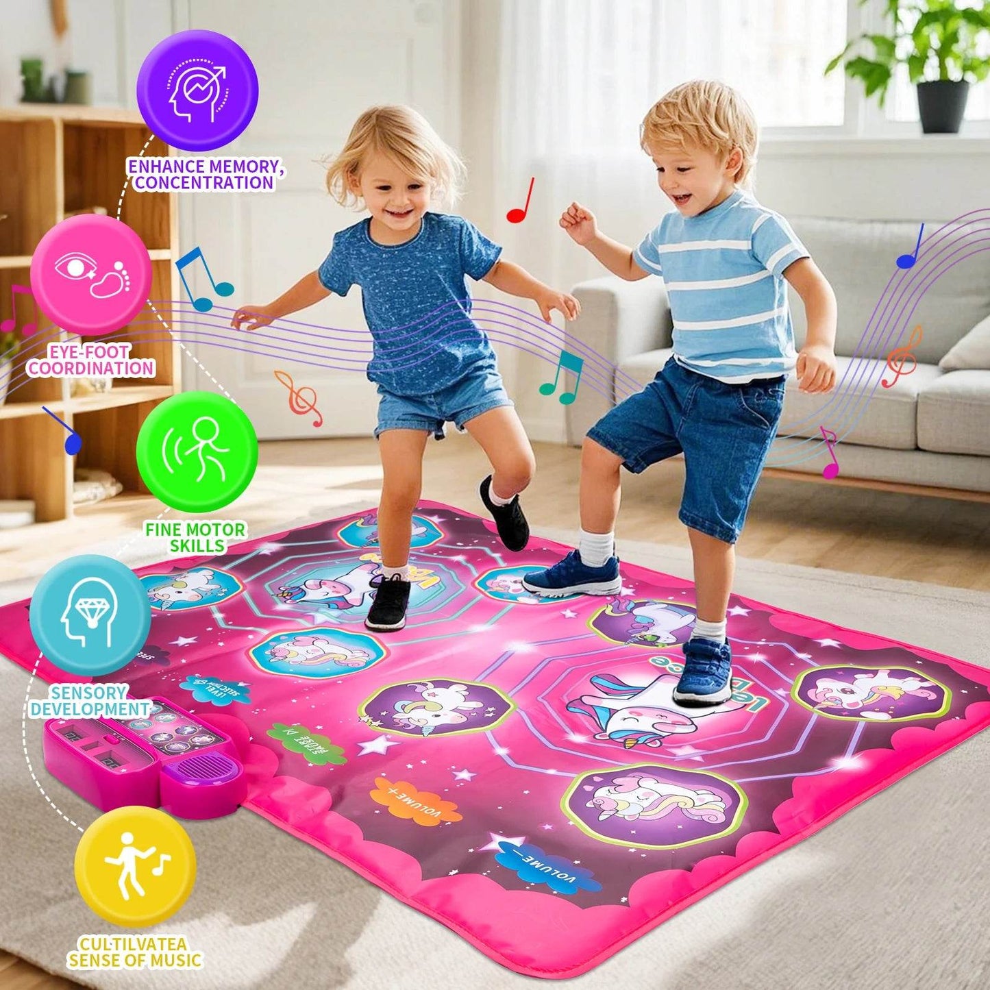 106x80CM Kids Electronic Dance Mat Double Players Mode with 9 Levels Educational Music Blanket for Children - ToylandEU