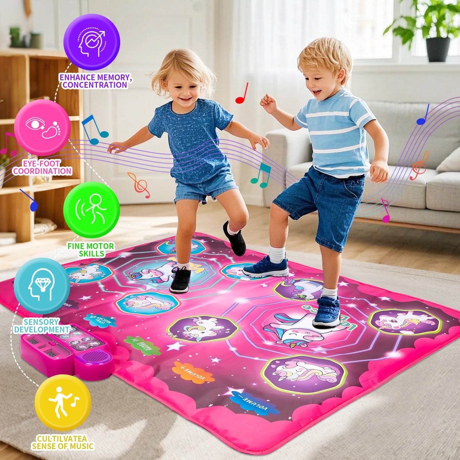 106x80CM Kids Electronic Dance Mat Double Players Mode with 9 Levels Educational Music Blanket for Children - ToylandEU