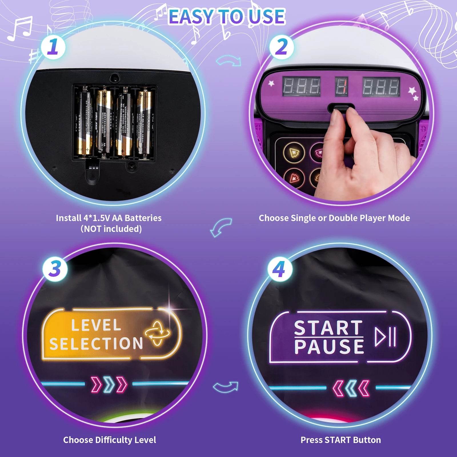 106x80CM Kids Electronic Dance Mat Double Players Mode with 9 Levels Educational Music Blanket for Children - ToylandEU