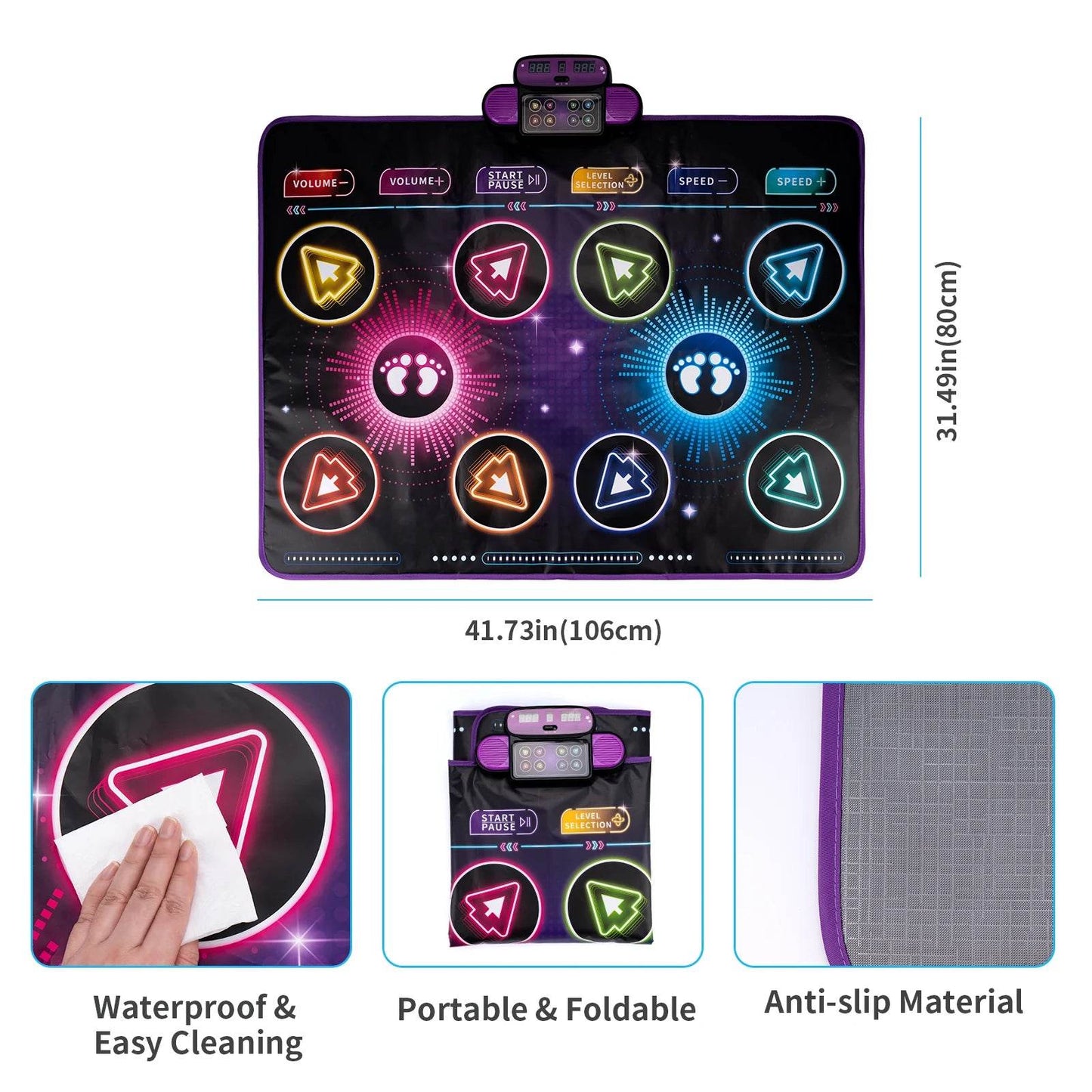 106x80CM Kids Electronic Dance Mat Double Players Mode with 9 Levels Educational Music Blanket for Children - ToylandEU