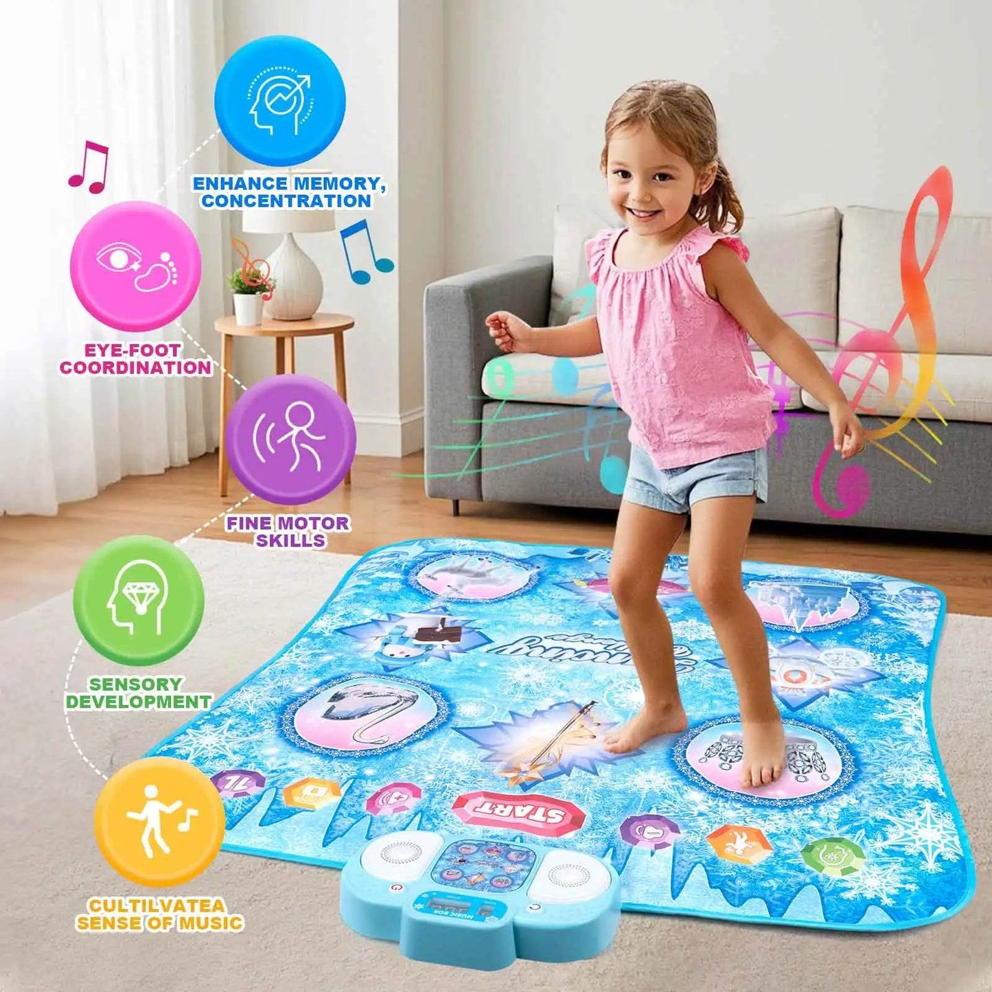 106x80CM Kids Electronic Dance Mat Double Players Mode with 9 Levels Educational Music Blanket for Children - ToylandEU