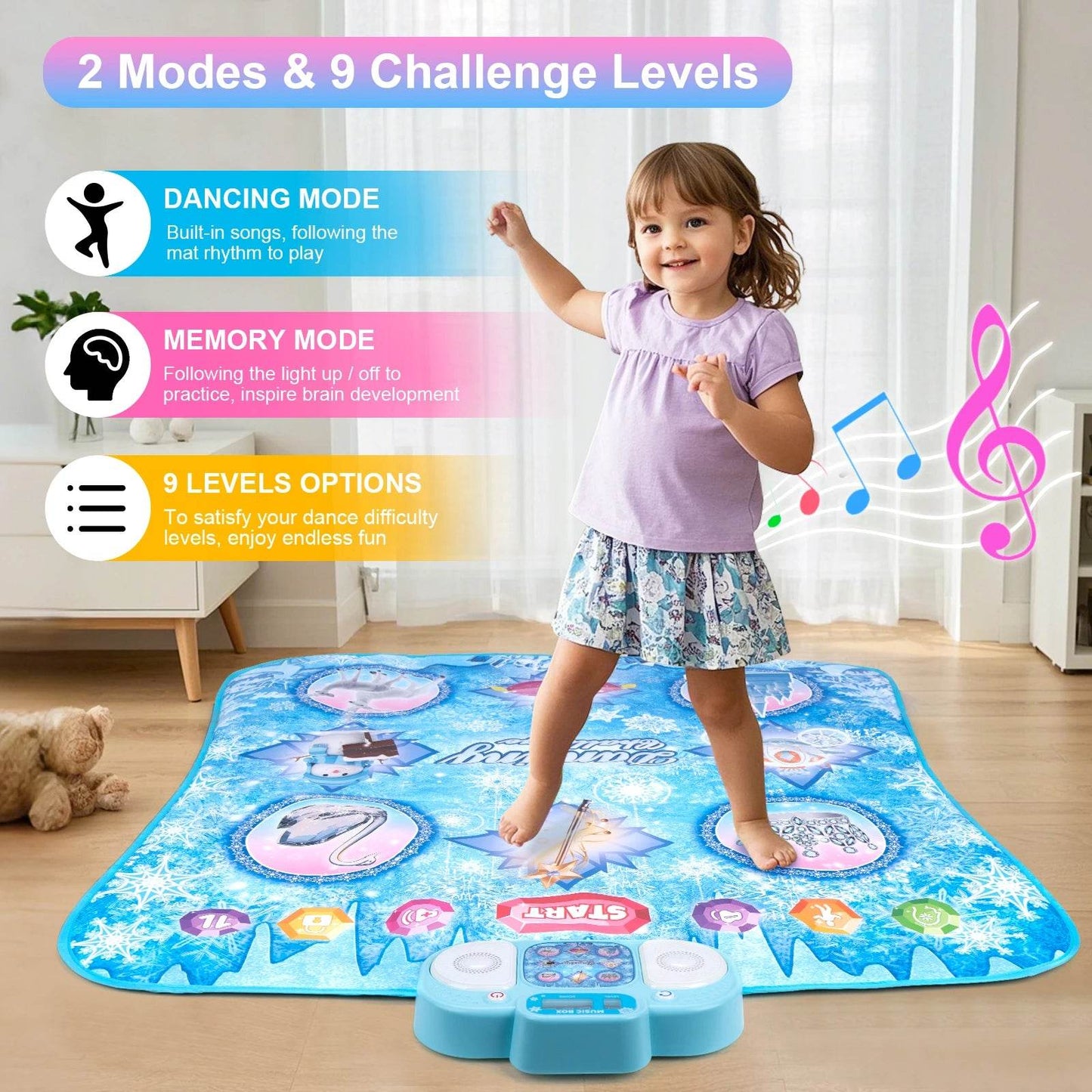 106x80CM Kids Electronic Dance Mat Double Players Mode with 9 Levels Educational Music Blanket for Children - ToylandEU