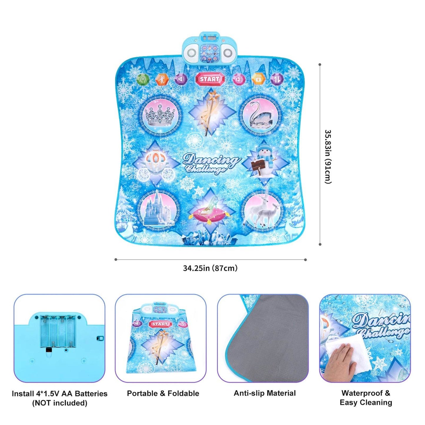 106x80CM Kids Electronic Dance Mat Double Players Mode with 9 Levels Educational Music Blanket for Children - ToylandEU
