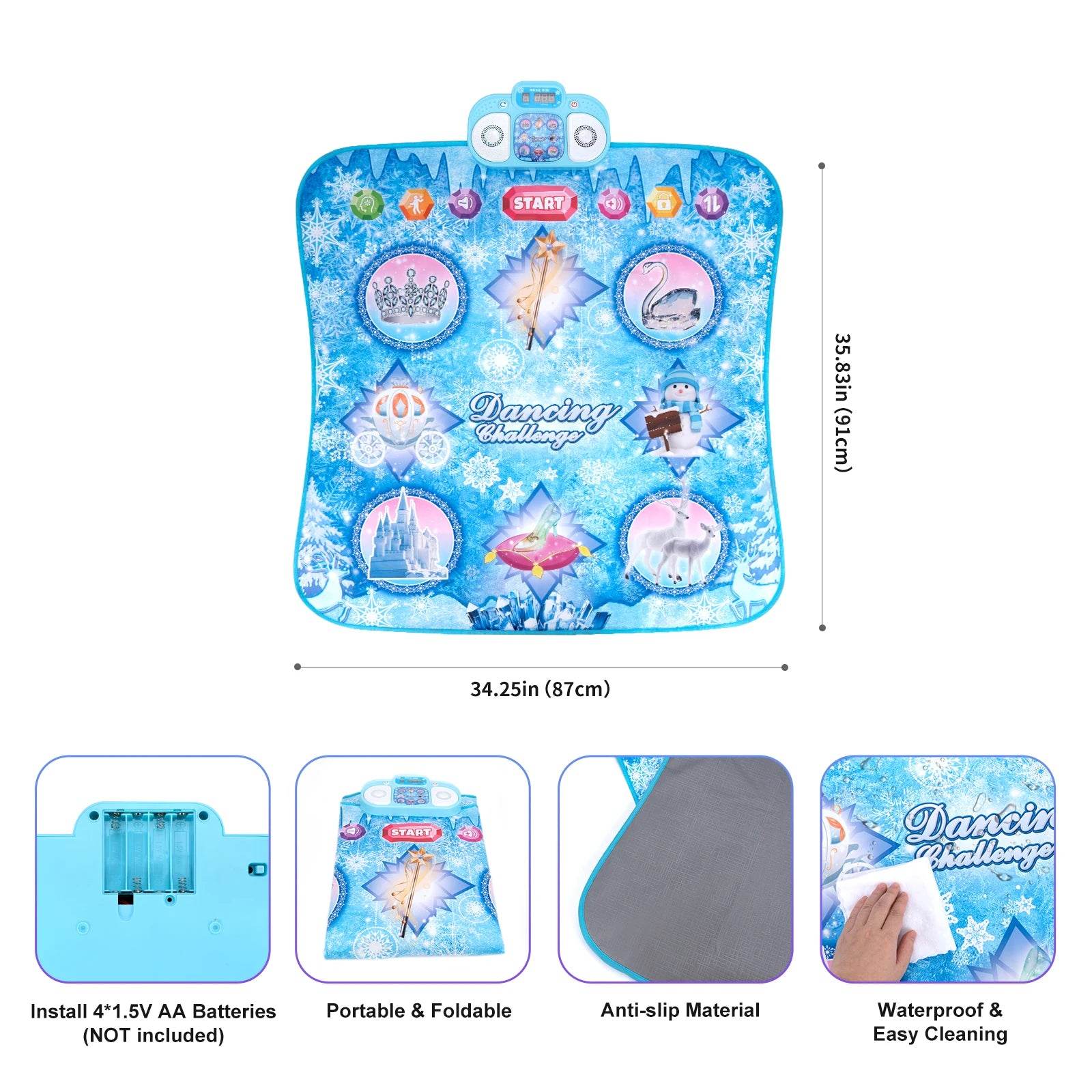 106x80CM Kids Electronic Dance Mat Double Players Mode with 9 Levels Educational Music Blanket for Children - ToylandEU