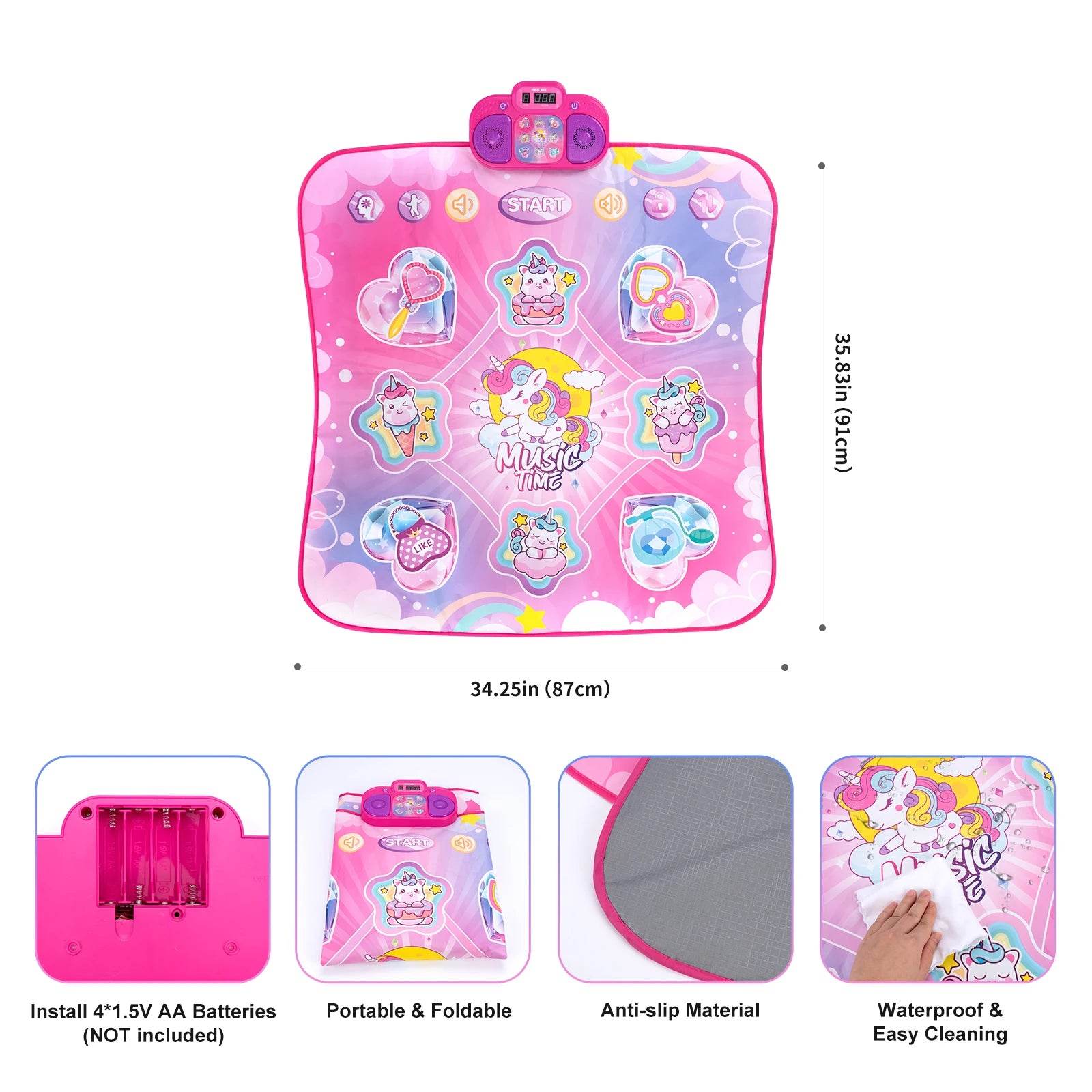 106x80CM Kids Electronic Dance Mat Double Players Mode with 9 Levels Educational Music Blanket for Children - ToylandEU