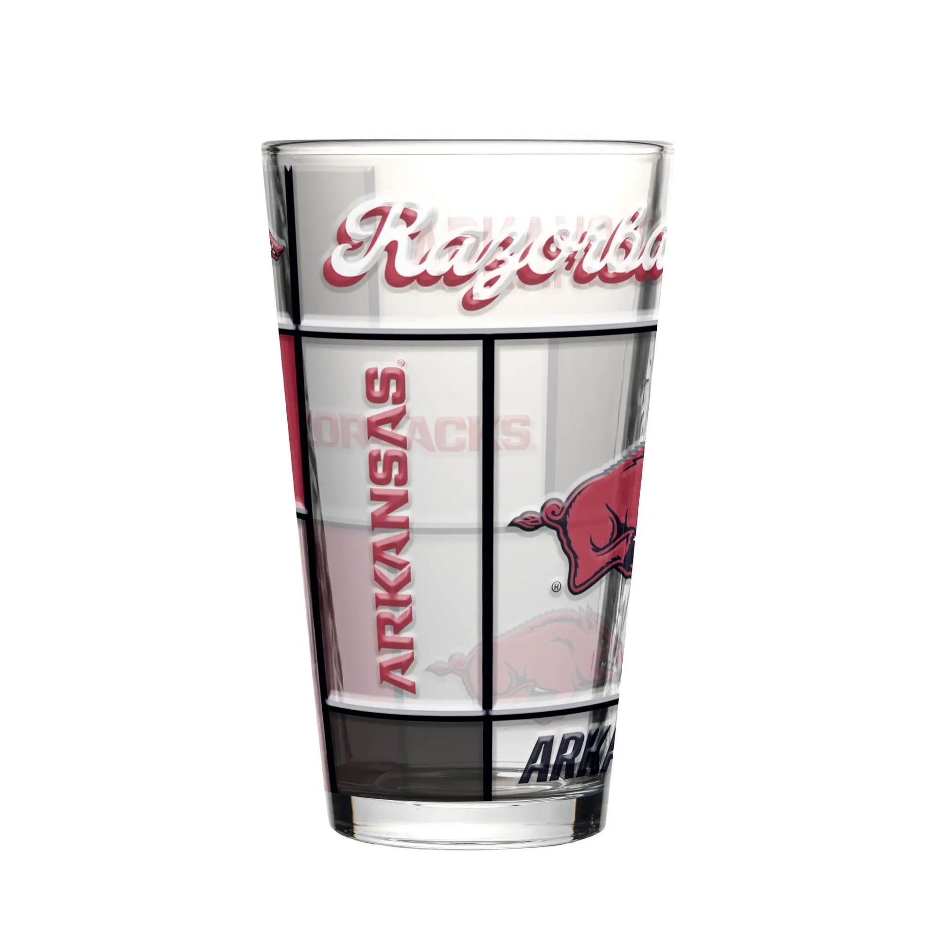 Arkansas Razorbacks Pint Glass 16oz Quilted Stained Boxed