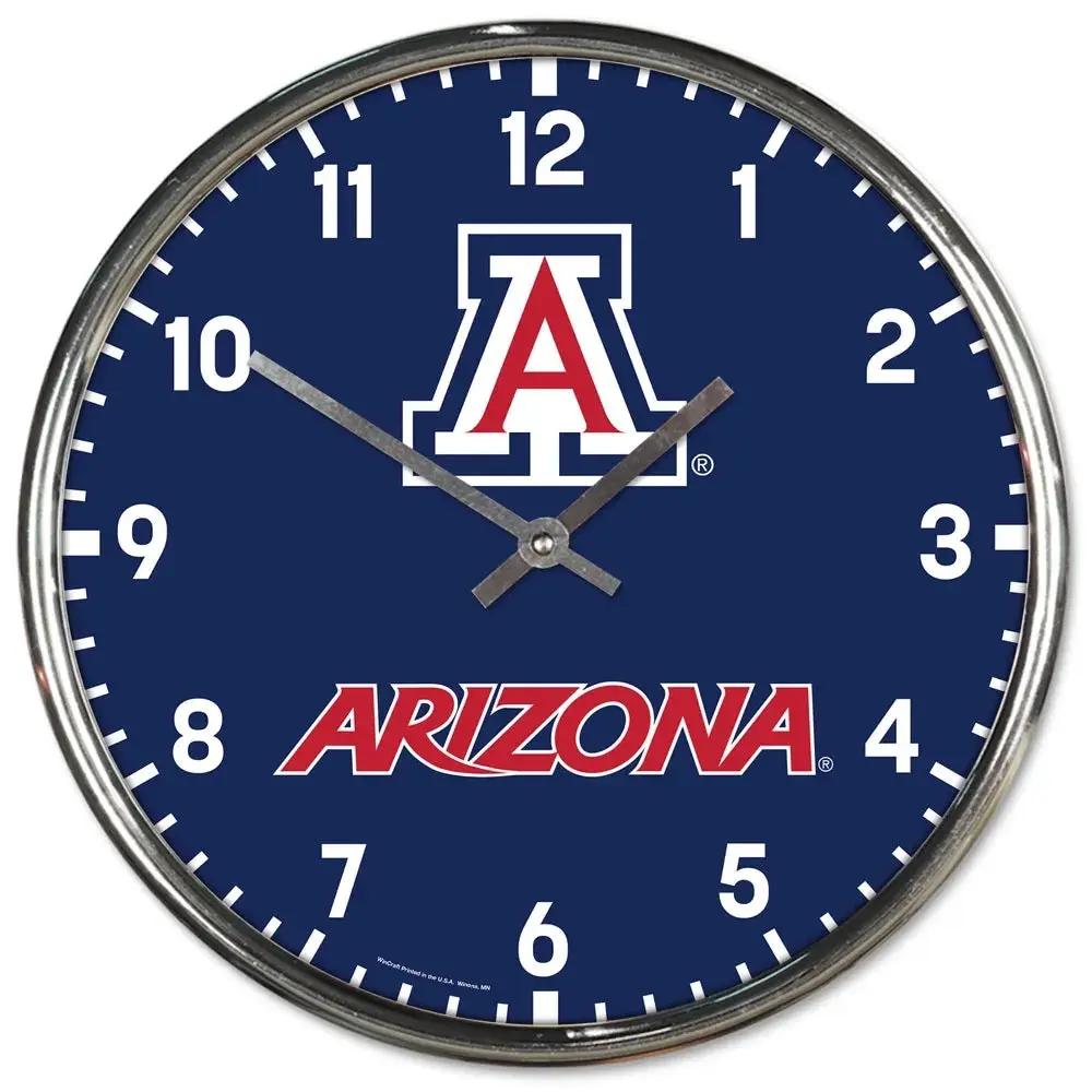 Arizona Wildcats Clock Round Wall Style Chrome Periodic Restock
