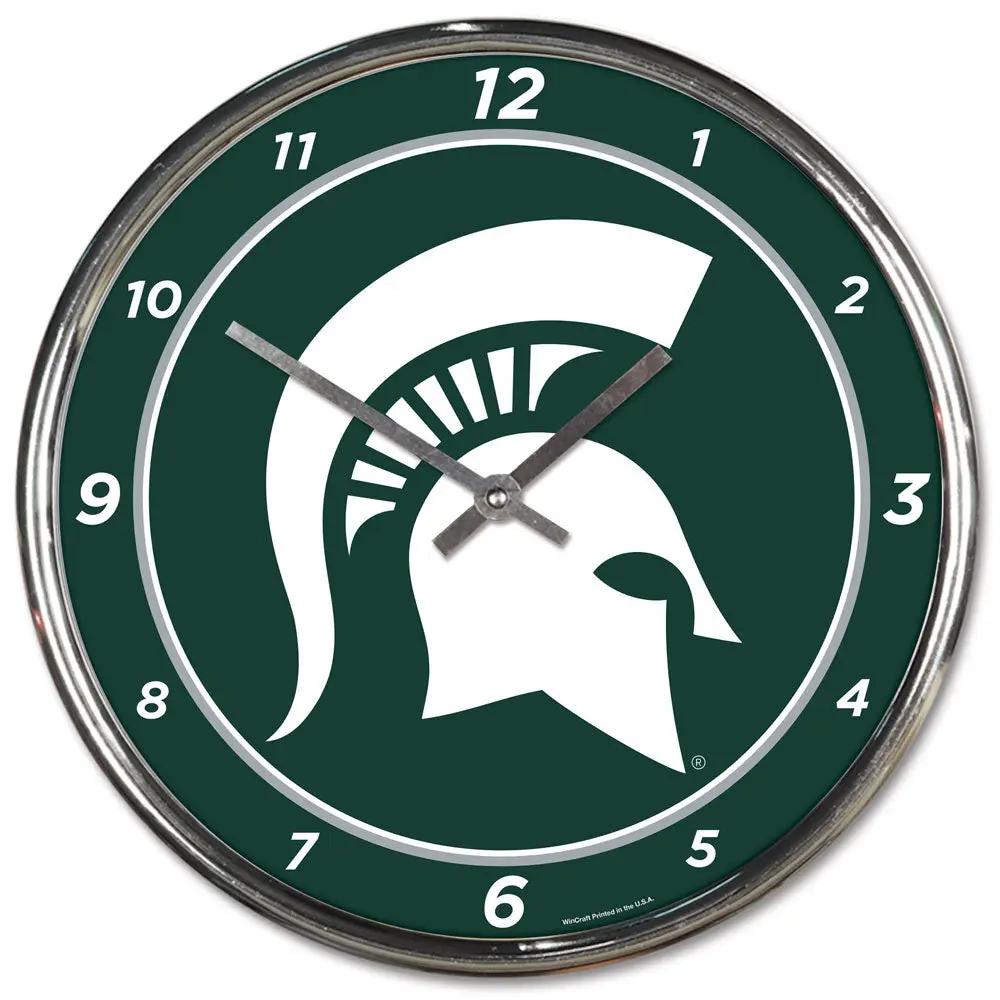 Michigan State Spartans Round Chrome Wall Clock Periodic Restock