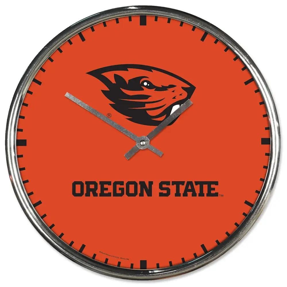 Oregon State Beavers Clock Round Wall Style Chrome Periodic Restock