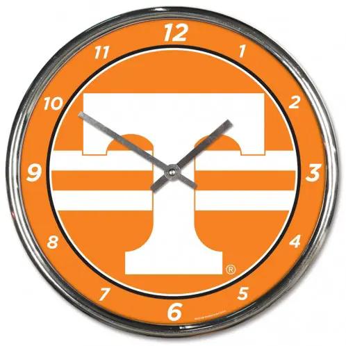 Tennessee Volunteers Clock Round Wall Style Chrome Periodic Restock