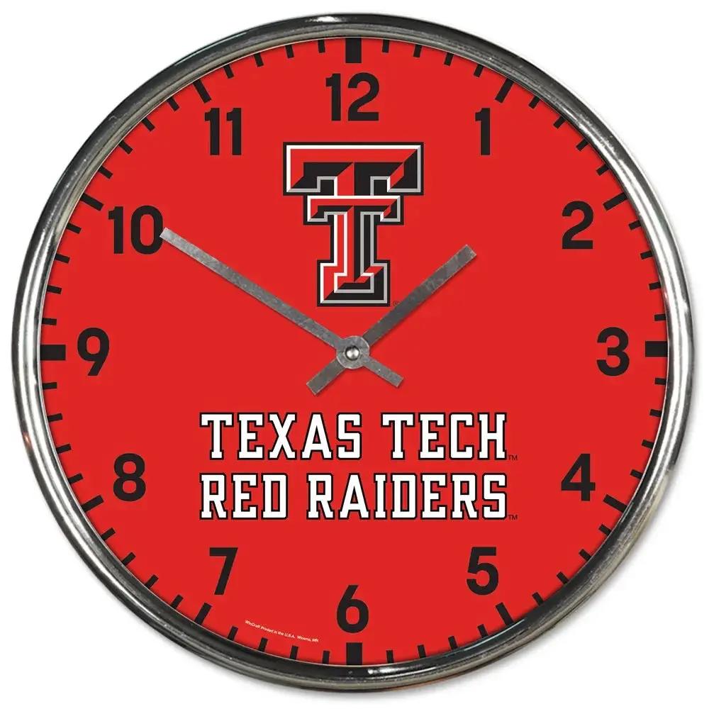 Texas Tech Red Raiders Clock Round Wall Style Chrome Periodic Restock