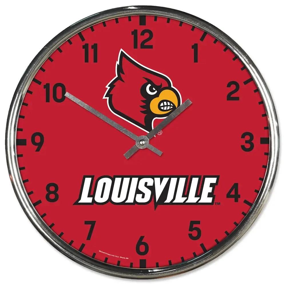 Louisville Cardinals Clock Round Wall Style Chrome Periodic Restock