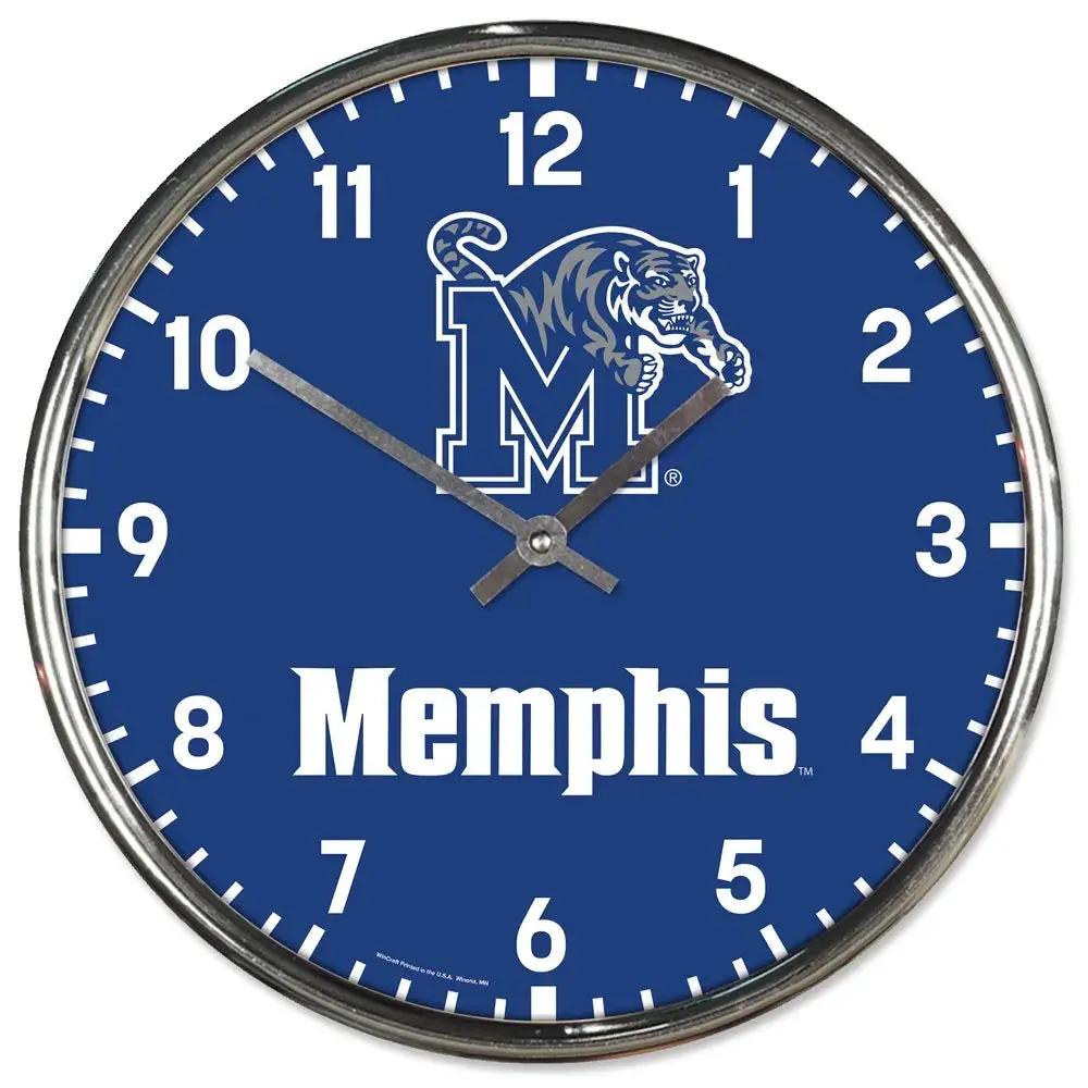 Memphis Tigers Clock Round Wall Style Chrome Periodic Restock