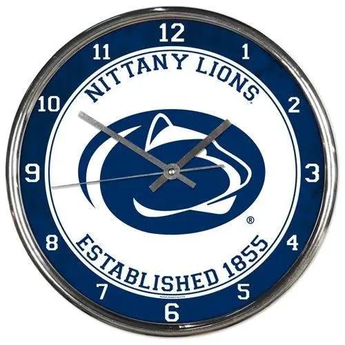 Penn State Nittany Lions Clock Round Wall Style Chrome Periodic Restock