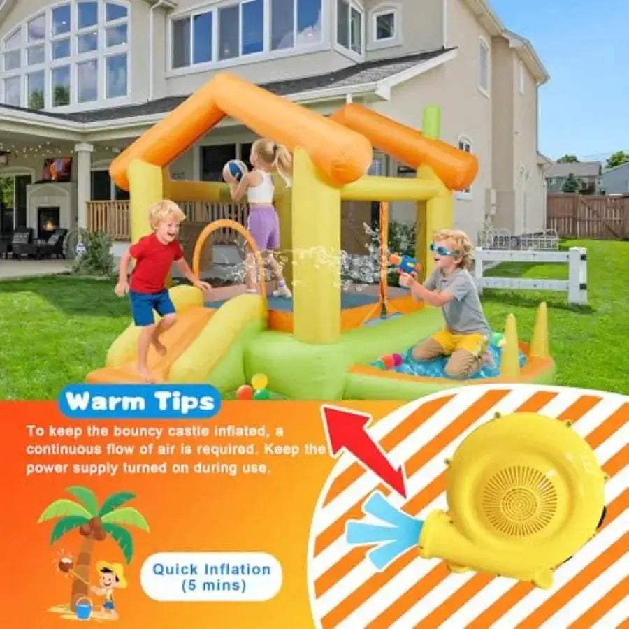 10Ft Inflatable Bounce House With Slide For Indoor Outdoor Fun - ToylandEU