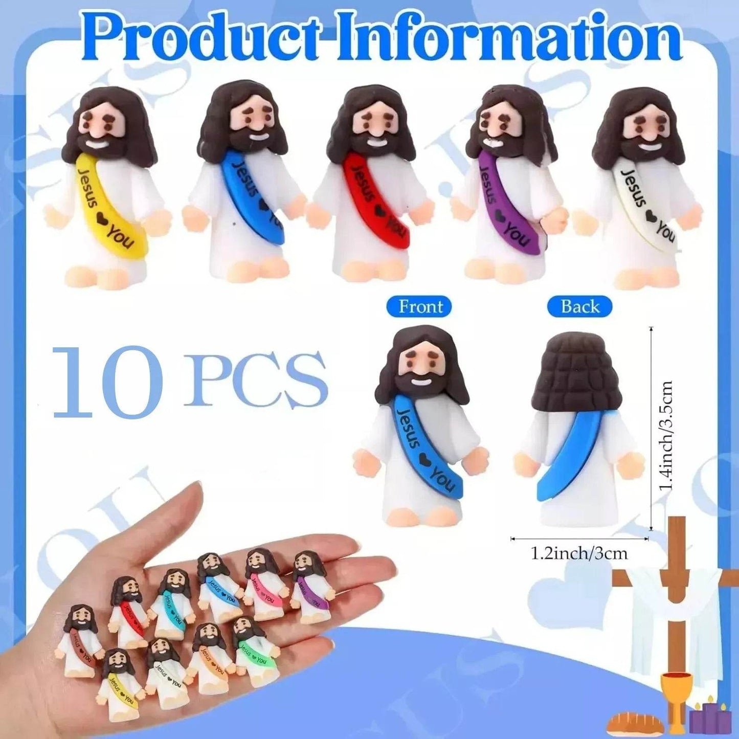10pcs Miniature Jesus Statues PVC Tabletop Religious Figures Christmas Easter Party Festive Decor - ToylandEU