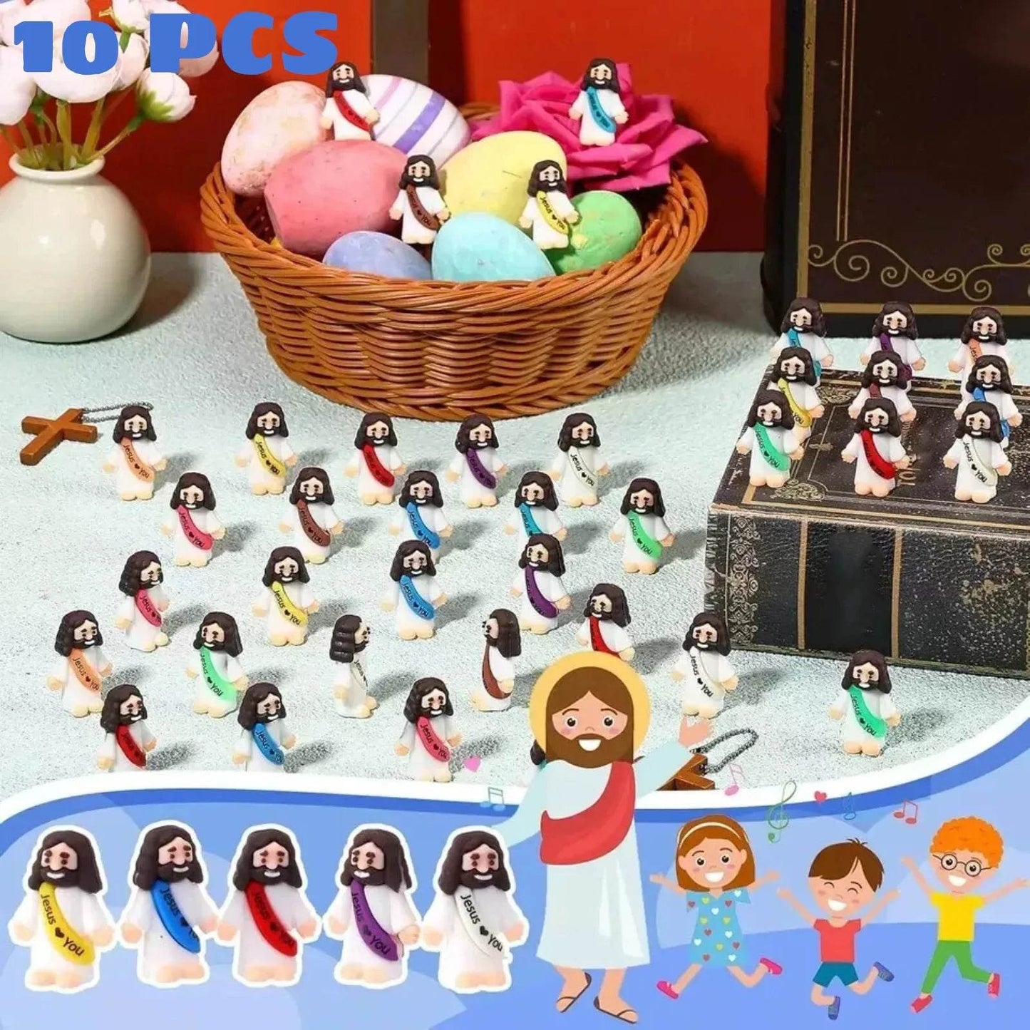 10pcs Miniature Jesus Statues PVC Tabletop Religious Figures Christmas Easter Party Festive Decor - ToylandEU