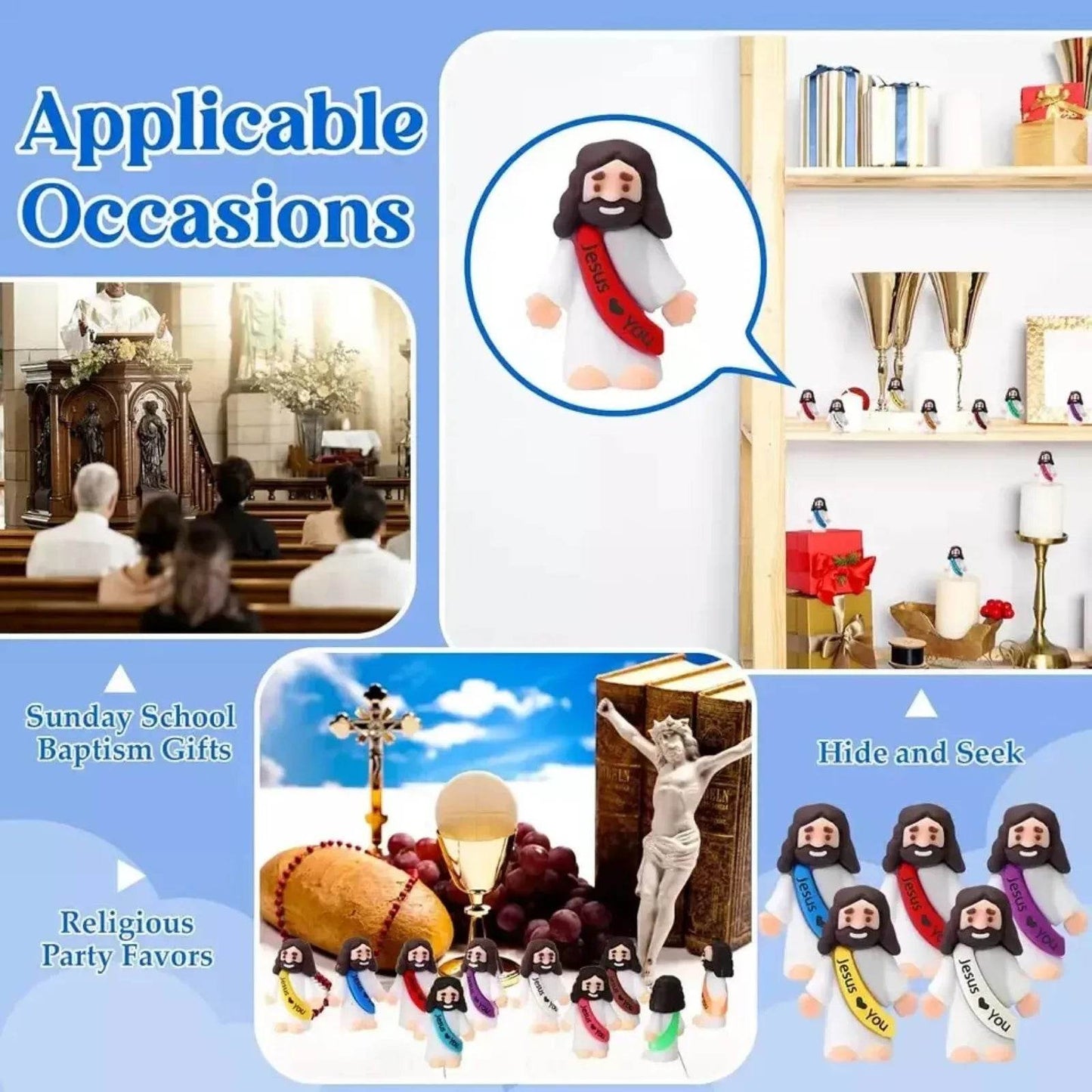 10pcs Miniature Jesus Statues PVC Tabletop Religious Figures Christmas Easter Party Festive Decor - ToylandEU