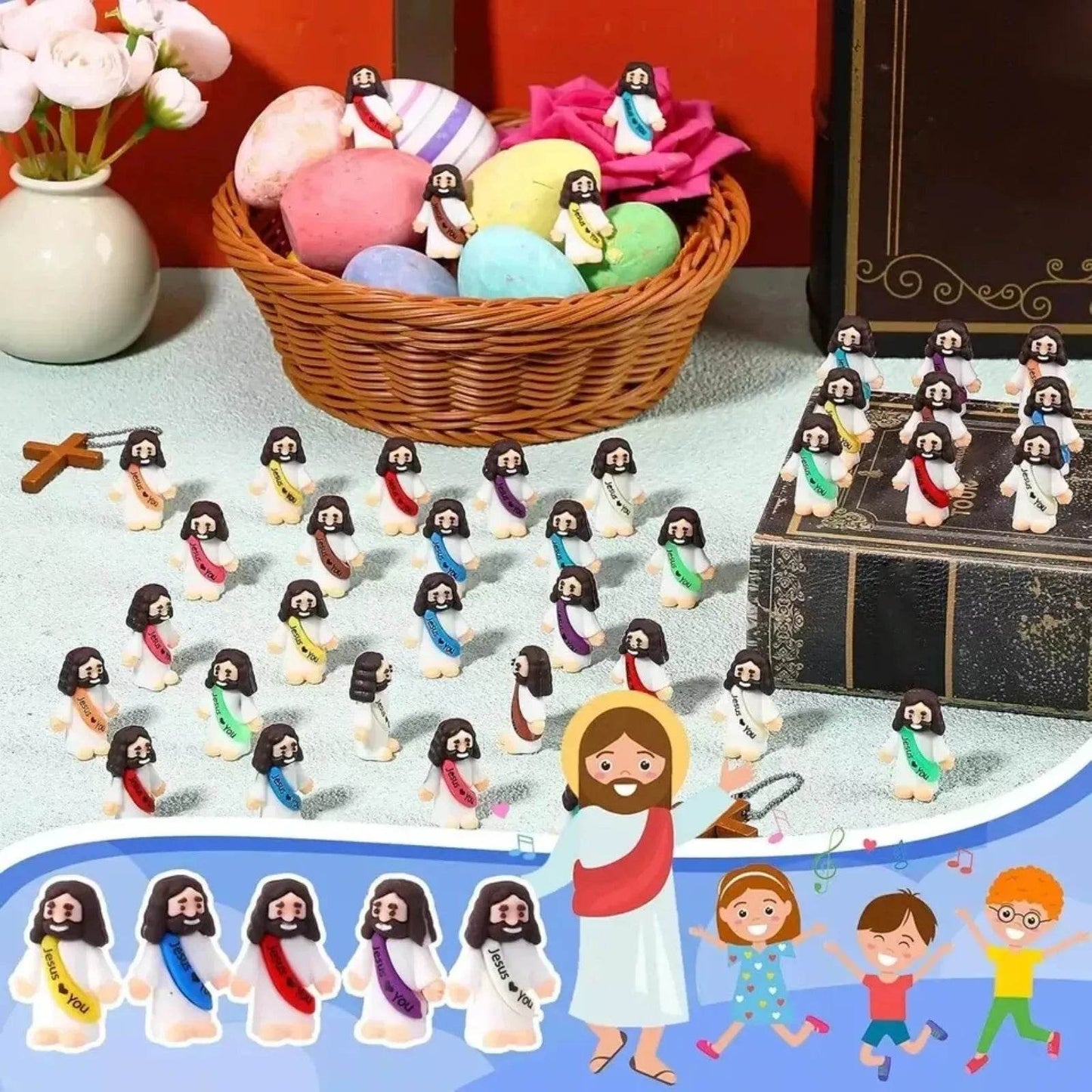 10pcs Miniature Jesus Statues PVC Tabletop Religious Figures Christmas Easter Party Festive Decor - ToylandEU