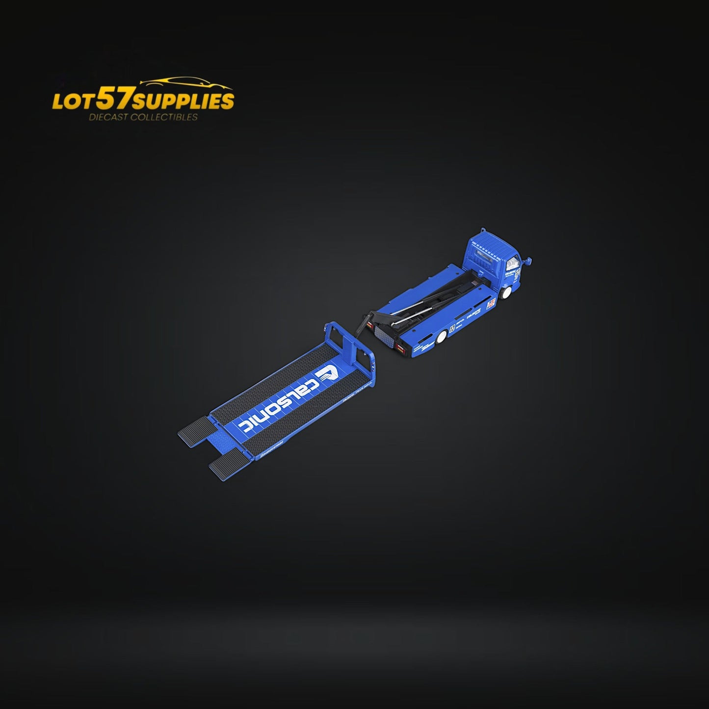 Diecast MicroTurbo HINO 300 Custom Truck Flatbed  Blue Calsonic Livery 1:64